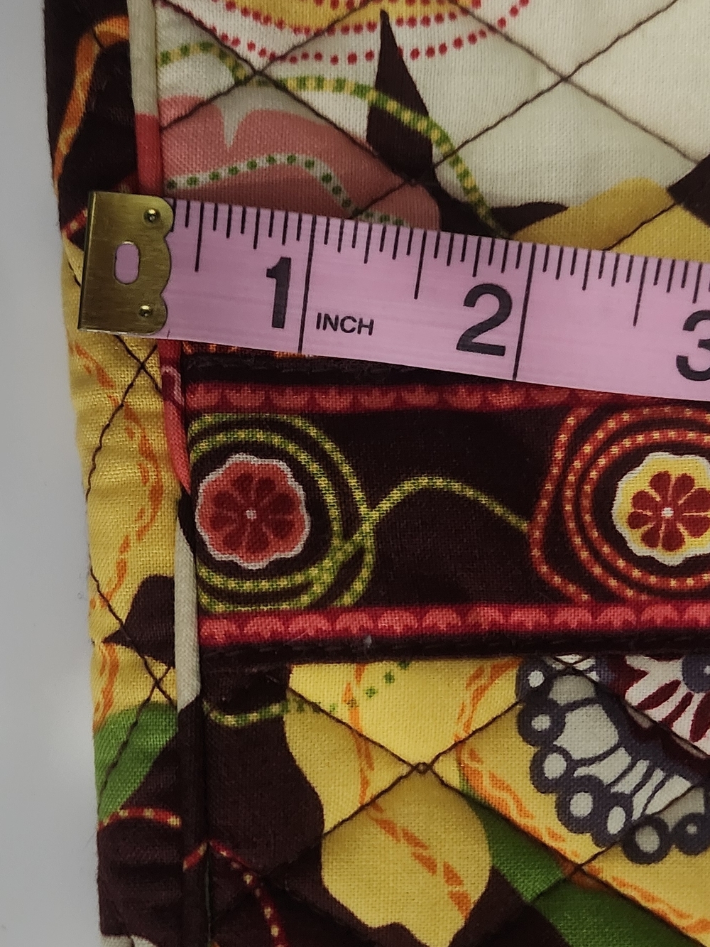 Vera Bradley Quilted Floral Mini Wristlet in Brown, Yellow & Coral - Picture 5 of 9